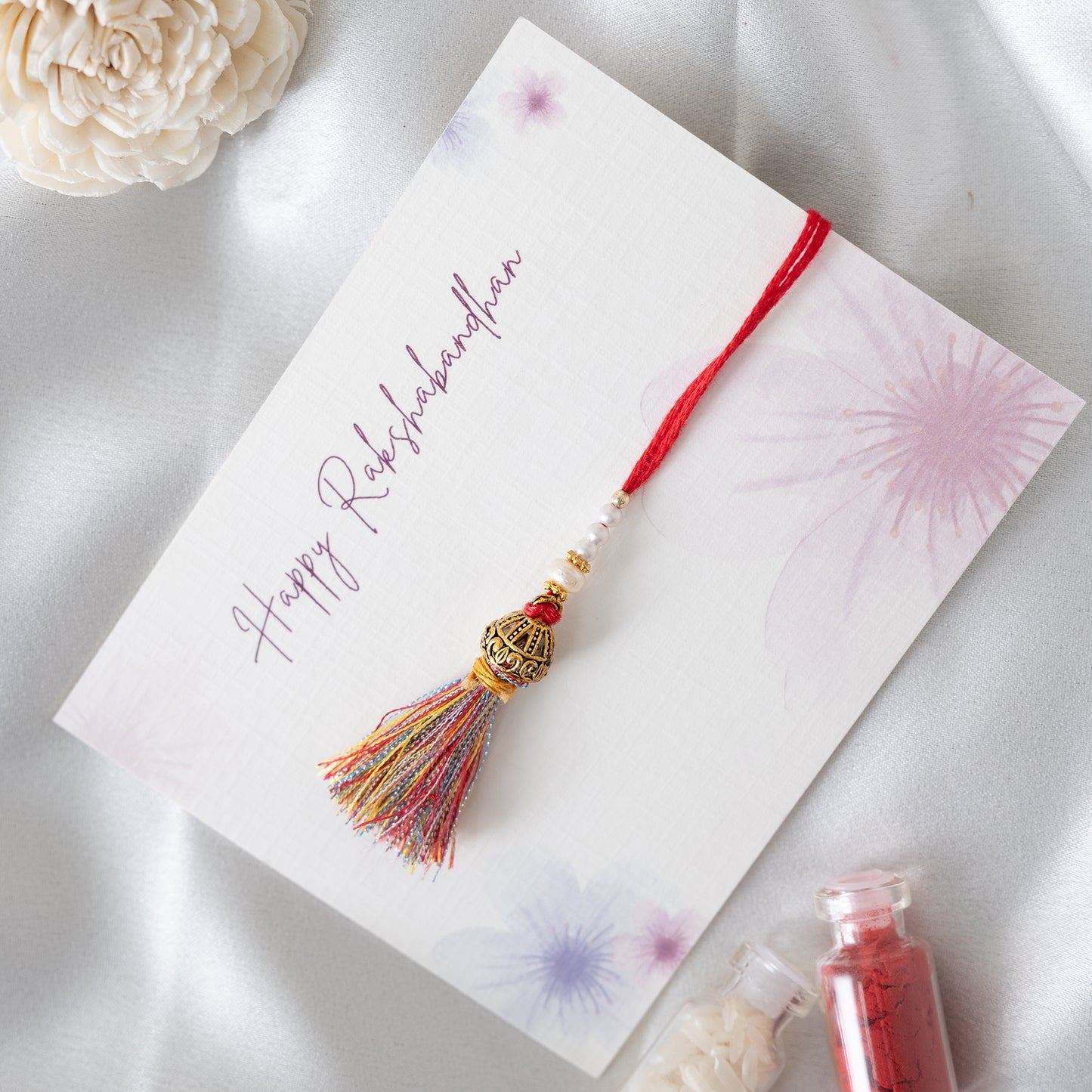 Bell Tassel Drop Lumba With Roli Chawal Set