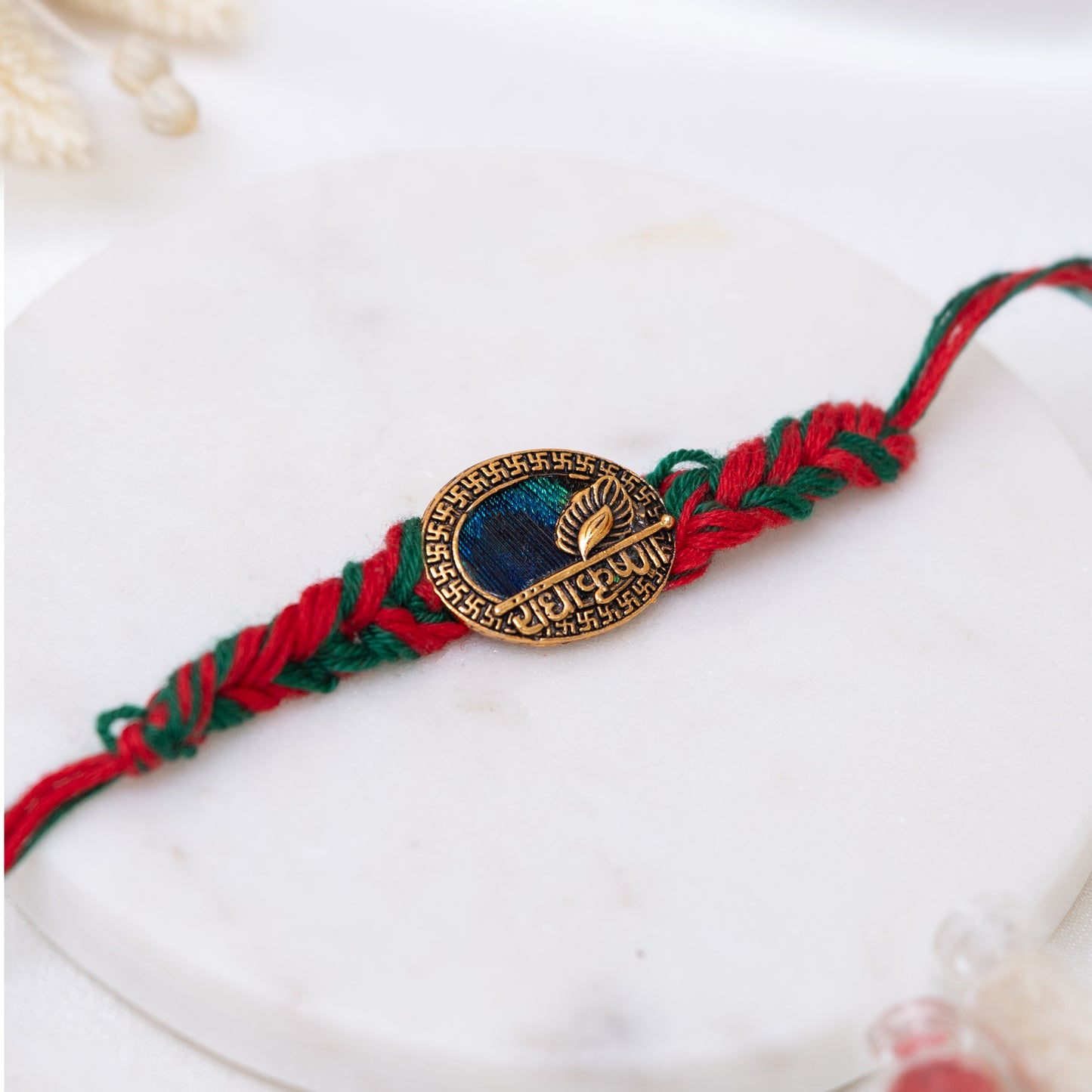 Divine Duo Rakhi with Feathered Touch With Roli Chawal Set