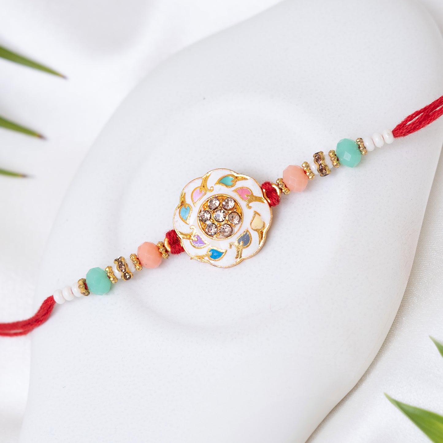 Traditional Karigari Rakhi. Set of 2 With Roli Chawal Set