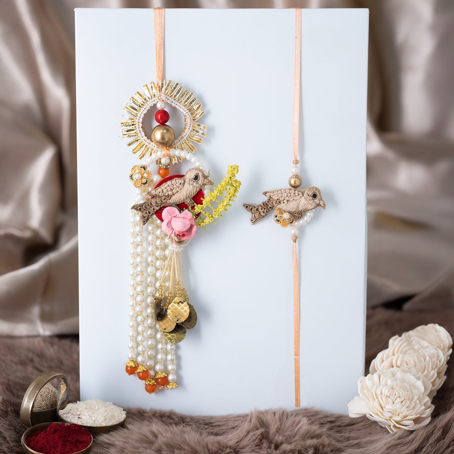 Chidiya Charm Bhai-Bhabhi Set with Boho Aesthetics With Roli Chawal Set