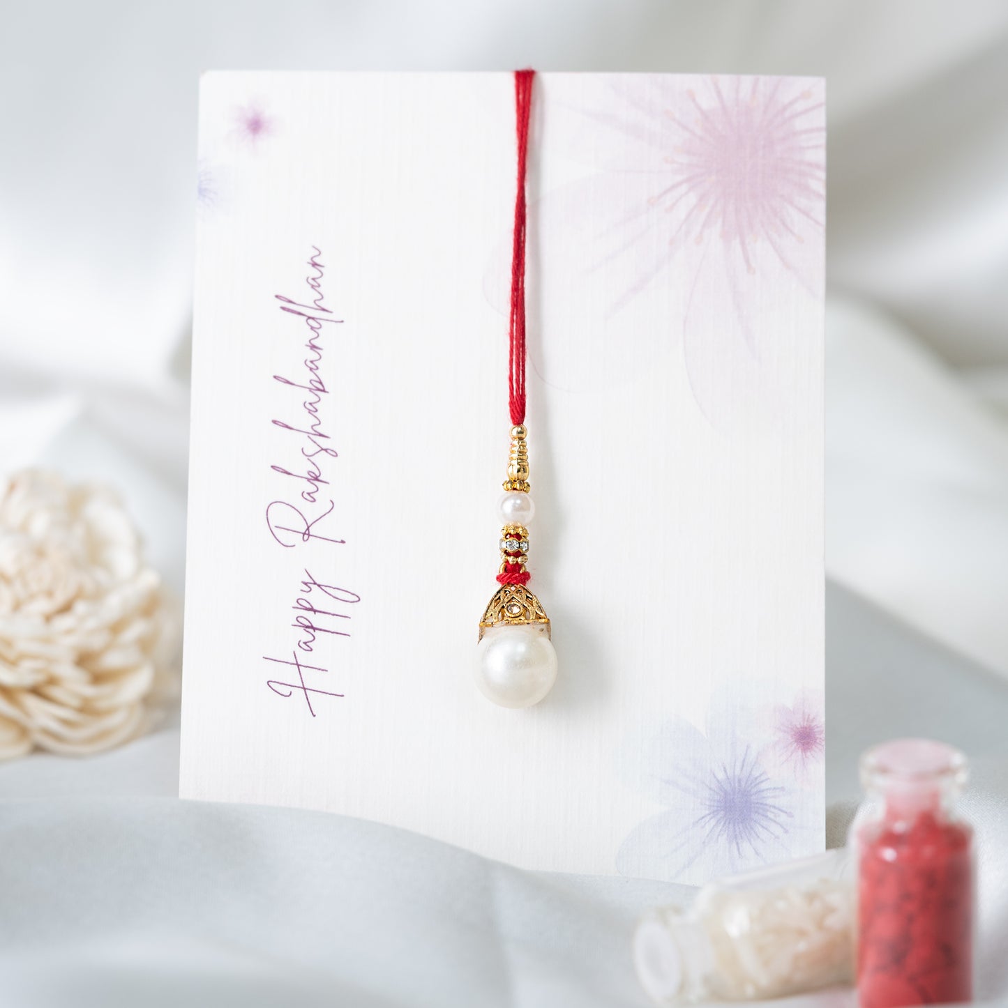 Pearl Drop Lumba for Her With Roli Chawal Set