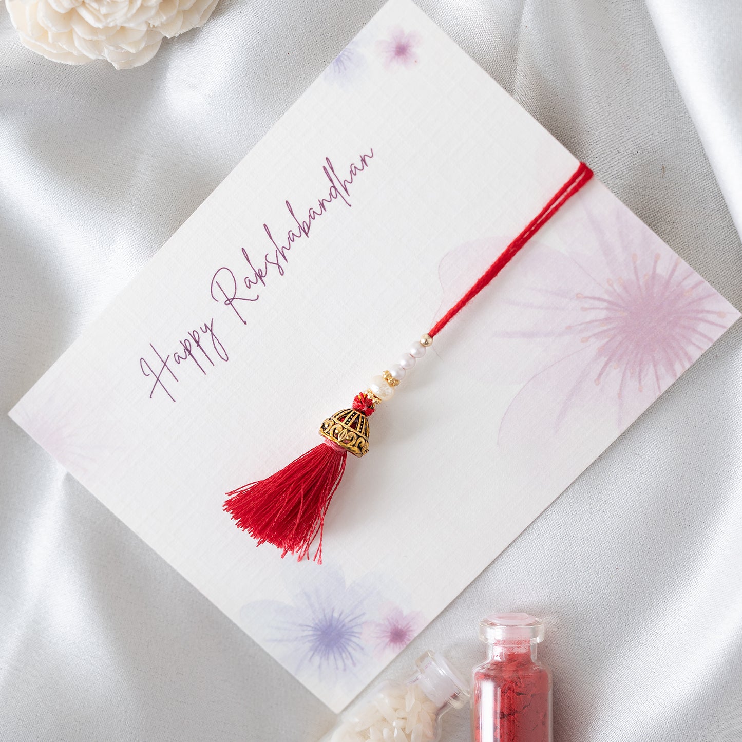 Bell Tassel Drop Lumba With Roli Chawal Set