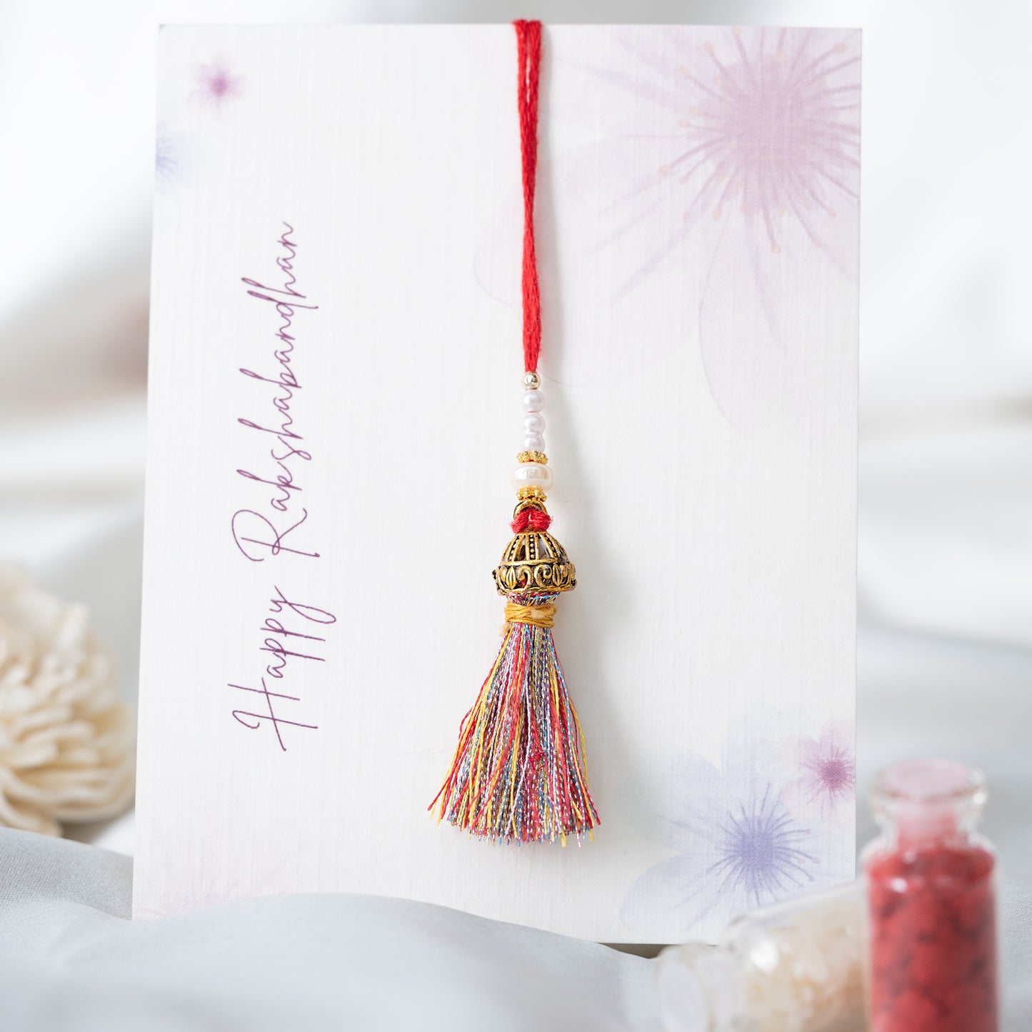 Bell Tassel Drop Lumba. Set of 2 With Roli Chawal Set