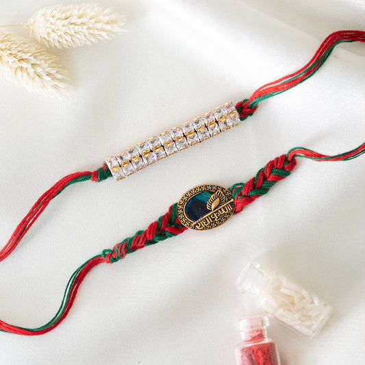 Tradition Trendy Rakhi. Set of 2 With Roli Chawal Set
