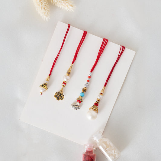 Minimal Aesthetic Lumba for Sister. Set of 4 With Roli Chawal Set