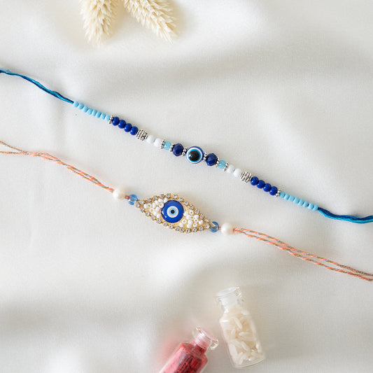 Evil Eye Luxe Bhai Rakhi With Roli Chawal Set