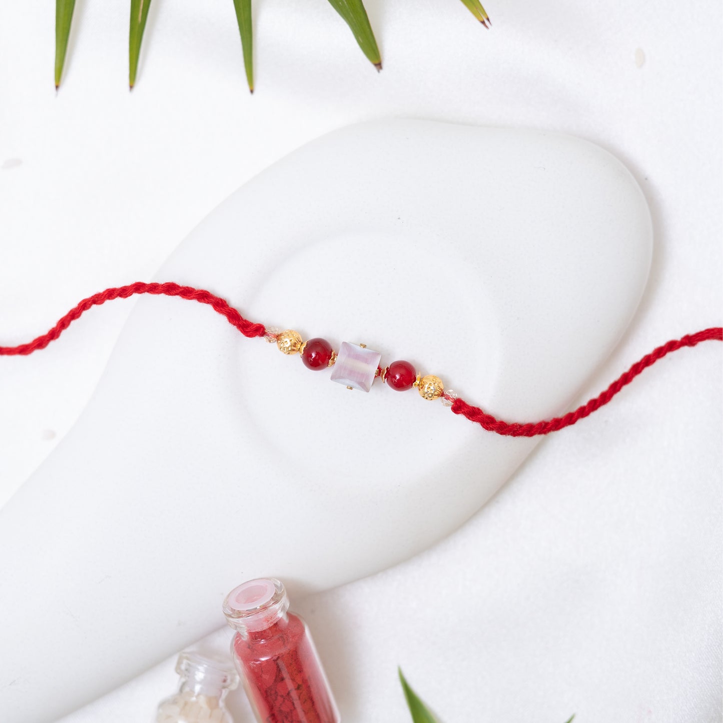 Regal Red Bhai Rakhi. Set of 3 With Roli Chawal Set