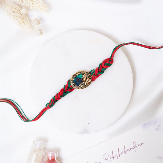 Divine Duo Rakhi with Feathered Touch With Roli Chawal Set