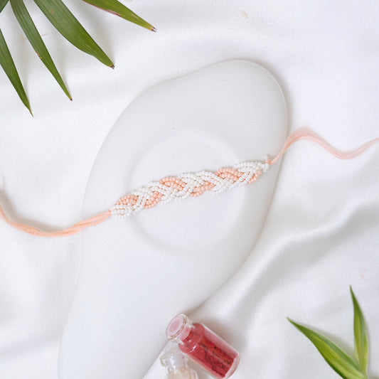 Pearl Braid in Soft White & Peach with Roli Chawal Set