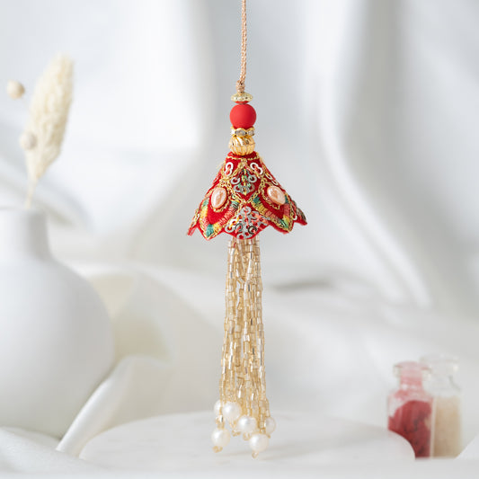 Bold Red Thread Lumba With Roli Chawal Set