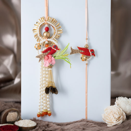 Red Chidiya Charm Bhai-Bhabhi Set with Boho Aesthetics With Roli Chawal Set