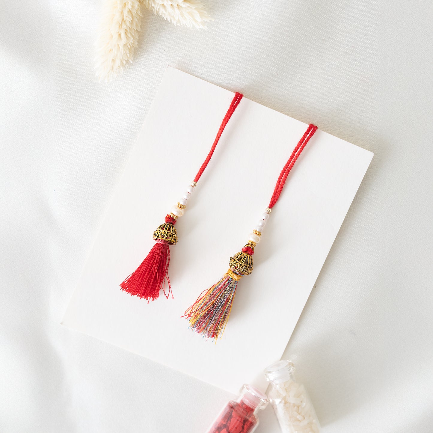Bell Tassel Drop Lumba. Set of 2 With Roli Chawal Set